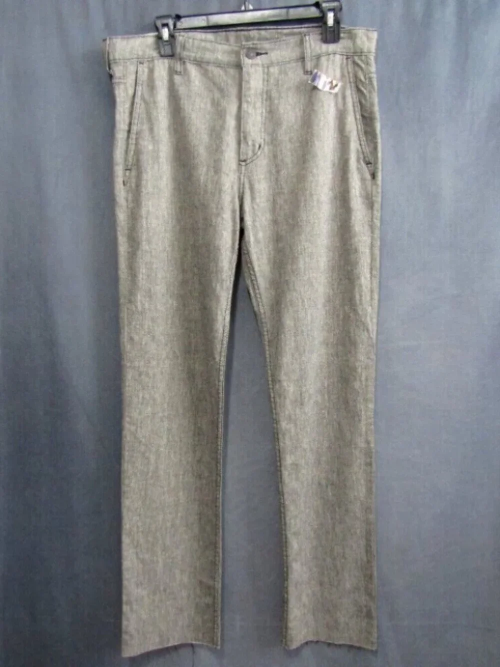 Levis Linen Cotton Blend Pants Mens 31 Measure 33 x 29 Black Beige Raw Hem New